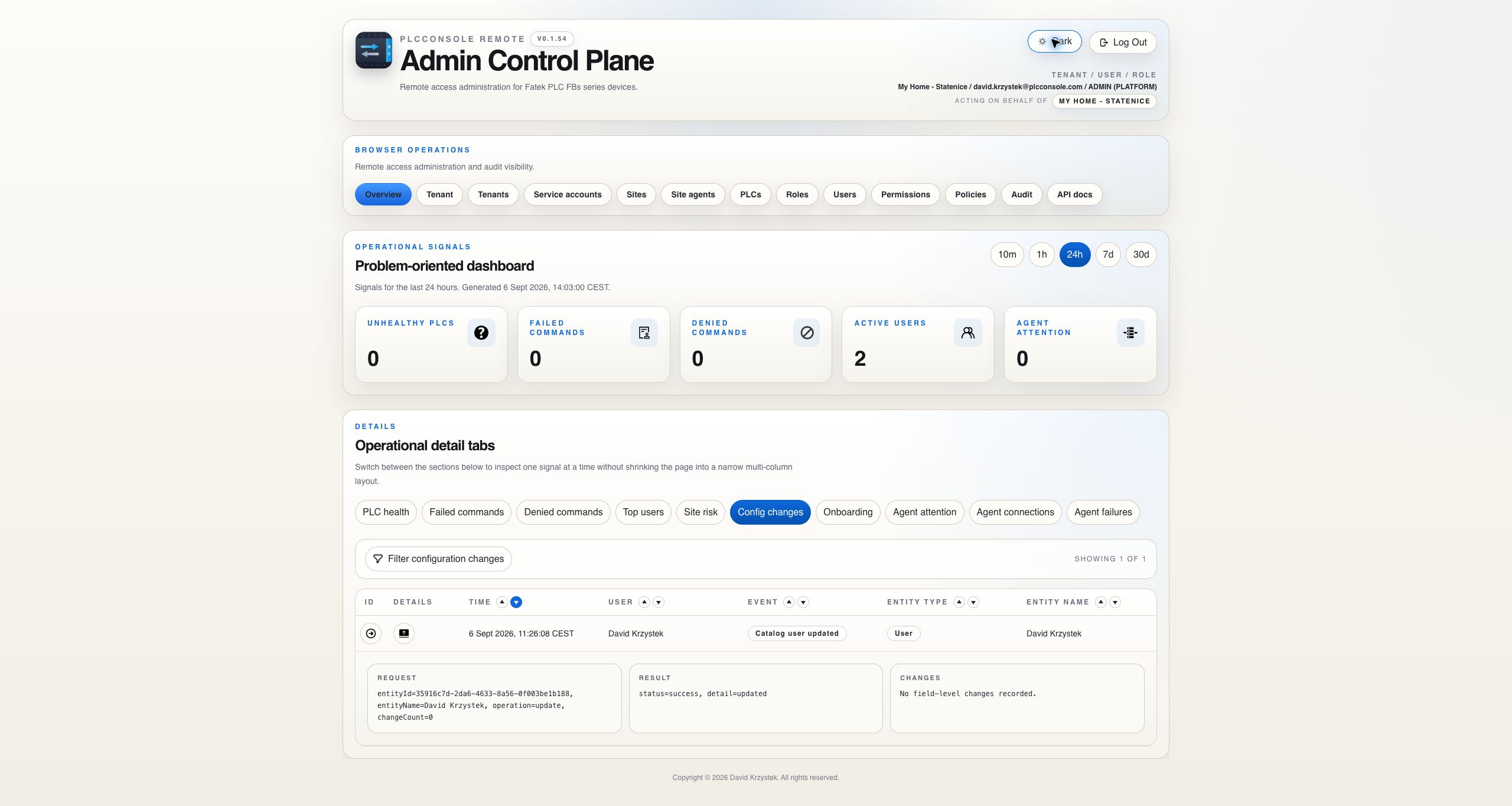 Expanded configuration change details