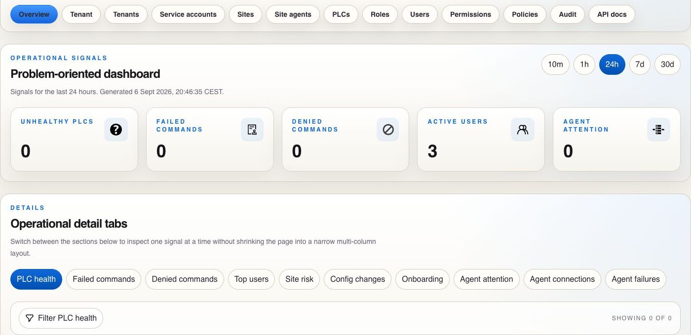 PlcConsole Remote operational dashboard