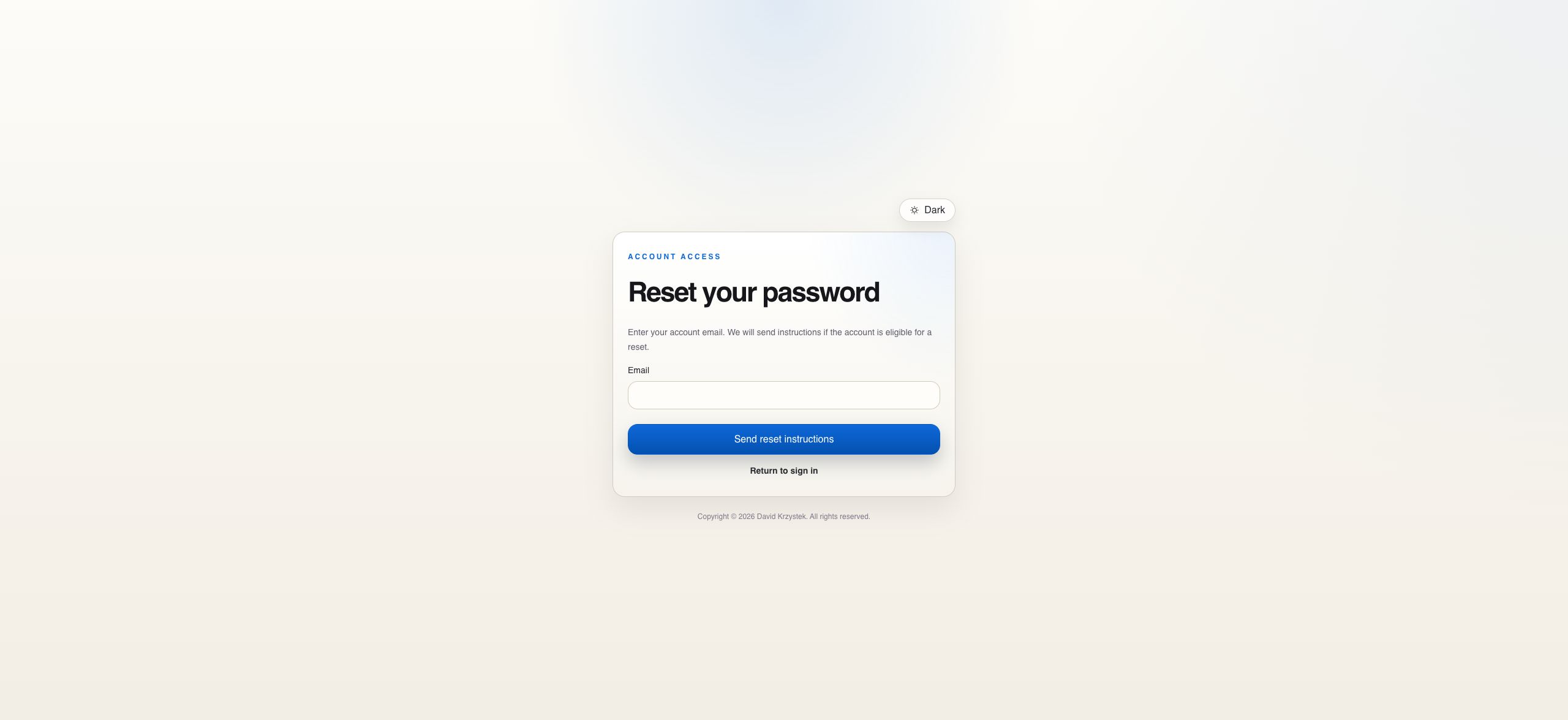Password recovery form