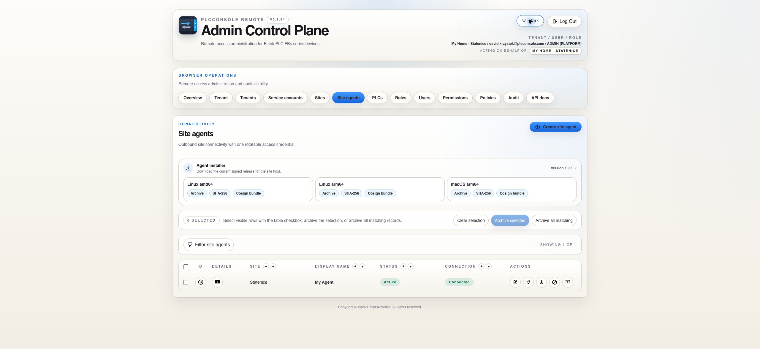 Expanded site agent installer artifacts